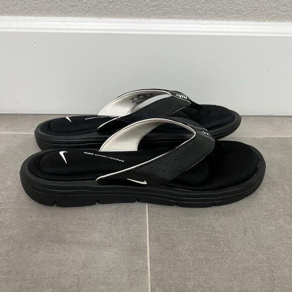 Nike Ultra Comfort Footbed Womens 7 Black Flip Flop Thong Outdoor Sandals Shoes - Picture 1 of 5